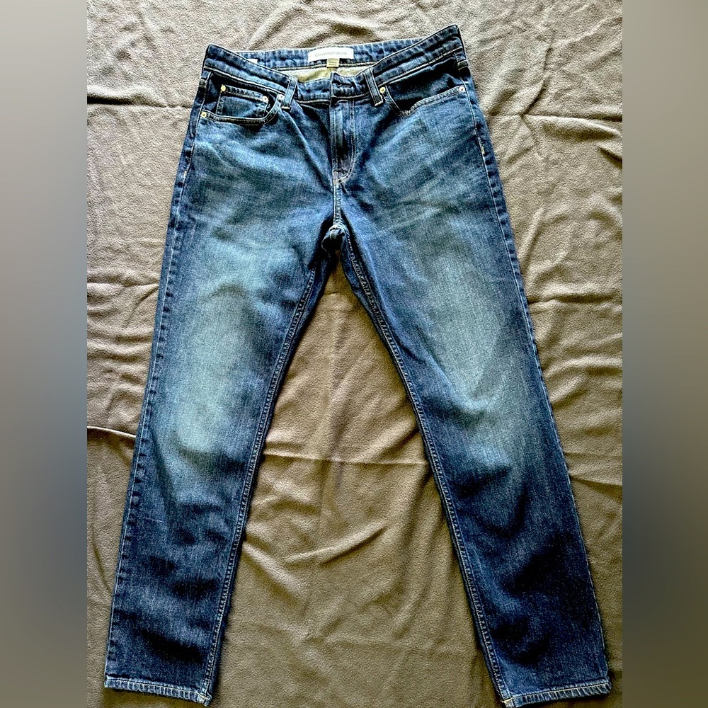 Calvin Klein Blue Slim Jeans with Authentic Fading